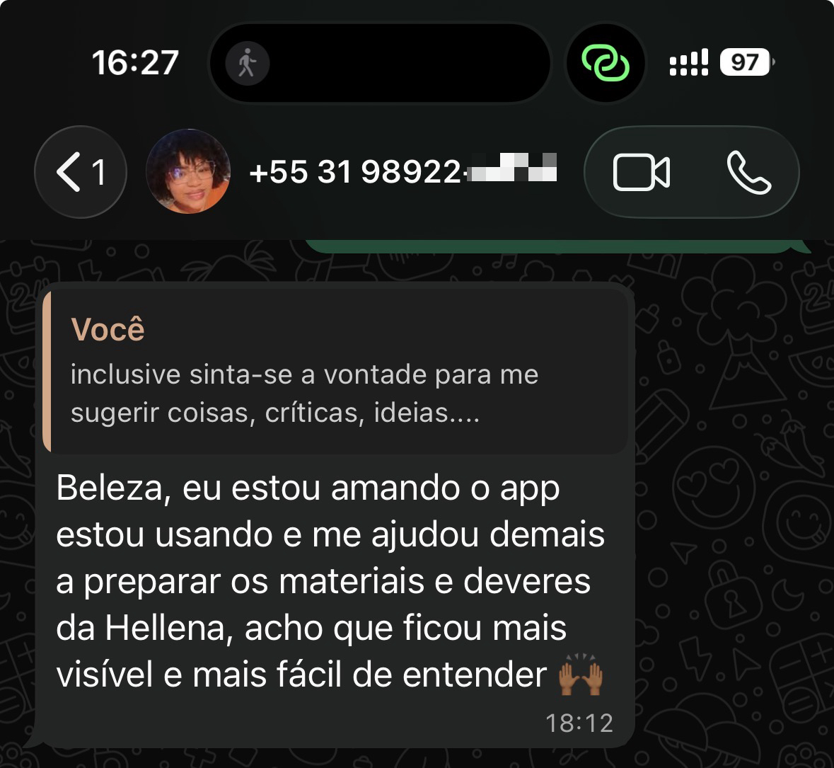 Depoimento de usuário do Checklasse