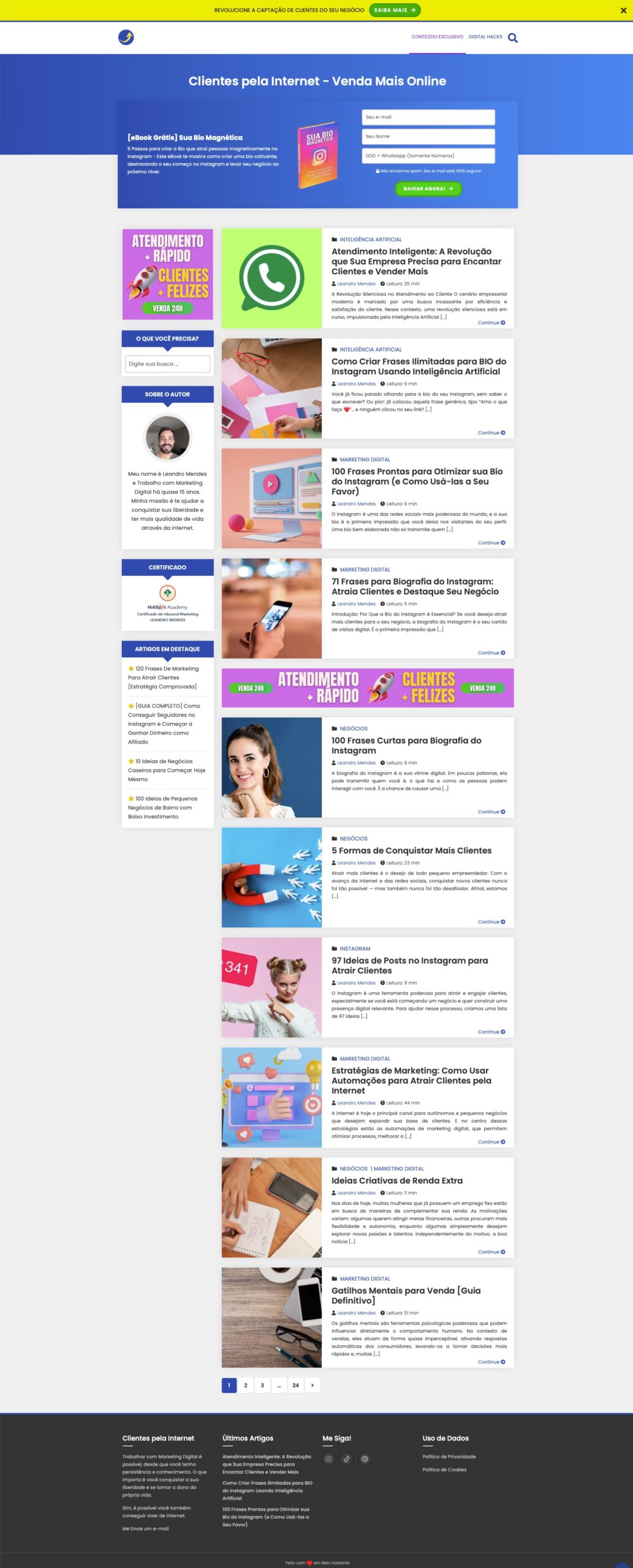 Clientes pela Internet