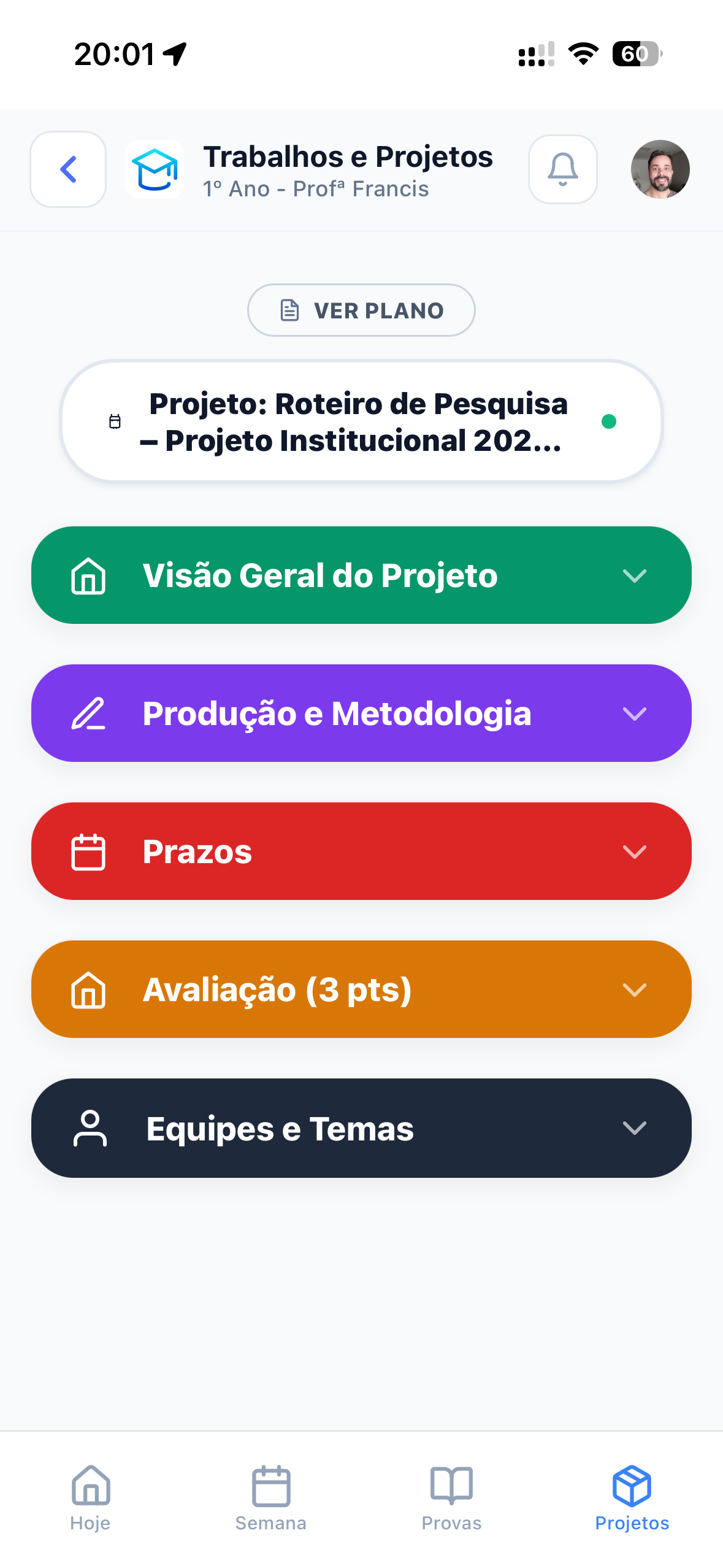 Tela do Checklasse - Dashboard